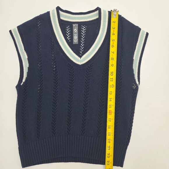 Lou & Grey Tennis Sweater Vest Womens Size Large Open Knit  Academia Golf Preppy - Picture 4 of 5